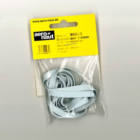 Ersatzgummis 30 cm von Aero-Naut, ideal für Modellbau und Bastelarbeiten, verpackt in transparenter Folie.